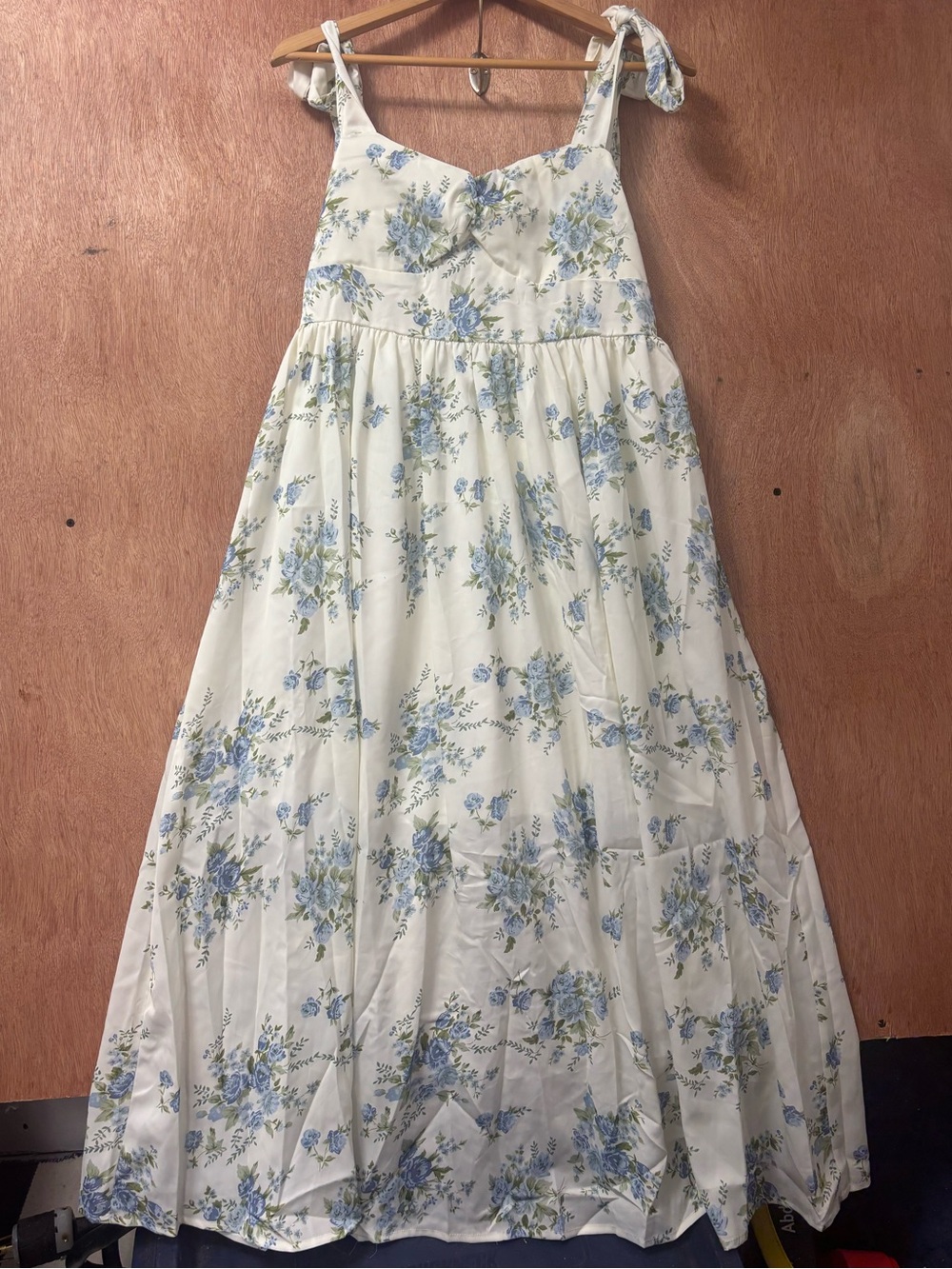 CIDER Blue Floral Tie Strap Sweetheart Maxi Dress NWT Cottagecore